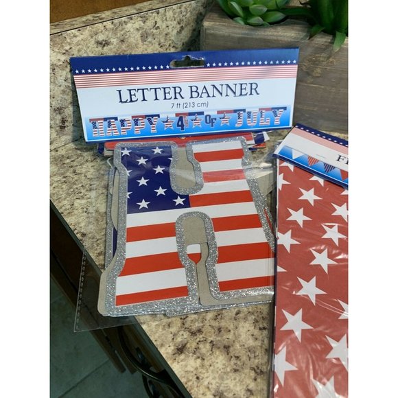Happy 4th of July 7ft Letter Banner & 15ft Flag Banner 4th of July Decor G1 - Picture 2 of 4